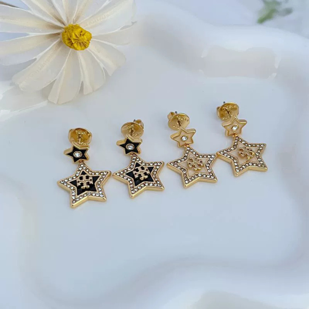 Tory Burch Small And Large Star Rhinestone Drop Earrings